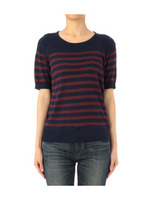 ボーダーニットプルオーバー/ネイビー系(393)