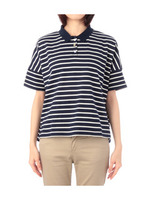 ボーダービッグシルエットポロシャツ/ブルー系(391)