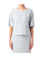 ボーダーレースブラウス/ネイビー系(095)