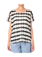 ボーダー編みニットプルオーバー/レッド系(362)