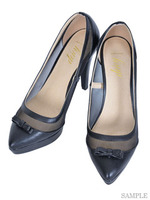 ポインテッドリボンパンプス/ブラック