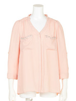 ポケットビジューゆるブラウス/ライトイエロー