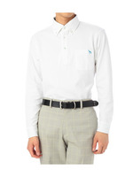 ミニフラワー柄切り替え長袖ポロシャツ/ホワイト(201)