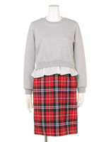 ミニ裏毛チェックドッキングOP/レッド