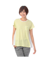 メッシュ切り替えボーダーTシャツ/ネイビー(393)