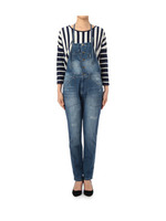 ユーズド風デニムサロペットパンツ/ネイビー系(693)