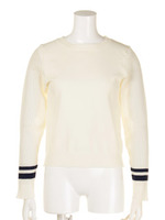 ラインニットトップス/ネイビー