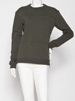 ライン入りジップスウェットプルオーバー/カーキ