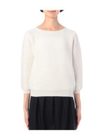 ラメ使いクルーネック八分袖ニット/ネイビー(093)