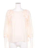 リボンラッフルブラウス/ライトブルー