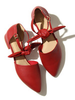 リボン付2wayフラットシューズ/BLK