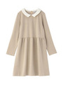 レース襟フレアワンピース/ライトベージュ(051)
