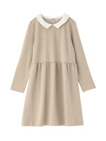 レース襟フレアワンピース/ライトベージュ(051)