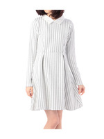 衿付きタックストライプワンピース/オフホワイト(303)