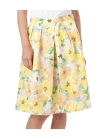 水彩画風フラワープリントスカート/イエロー(132)