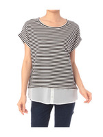 裾シャツデザイン裏毛カットソー/ブラック(319)