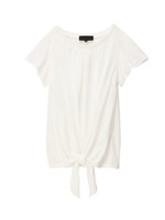 裾結びフレンチスリーブカットソー/ベージュ系(050)