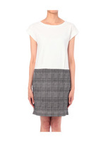 千鳥格子柄ドッキングワンピース/ネイビー系(593)