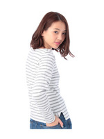 天竺ボーダーカットソー/カーキ(327)