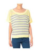 透かしヨーク切替ボーダーニット/イエロー系(332)