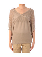 透かし編み切り替えゆるシルエットニット/ベージュ系(052)