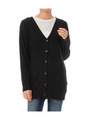 変わり織りロングニットカーディガン/ブラック(319)