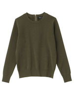 [L]バックファスナークルーネックニット/ダークオリーブ(029)