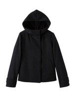 [S]ウールフーデットショートコート/ブラック(019)