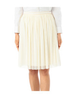 [S]ストライプチュールプリーツスカート/ベージュ系(051)