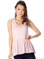 【Tralala】ショルダーリボンタンク/ピンク