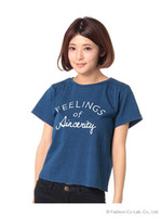インディゴ染ロゴTシャツ/サックスブルー