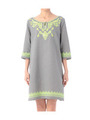 エスニック刺しゅうジャカードワンピース/グレー(012)
